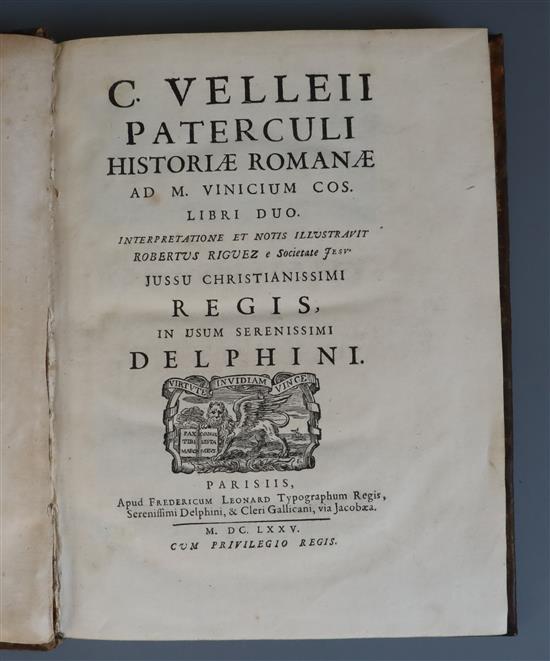 Velleius Paterculus - C. Velleii Paterculi historiae Romanae and M. Vinicium cos, qto, calf, Paris 1675